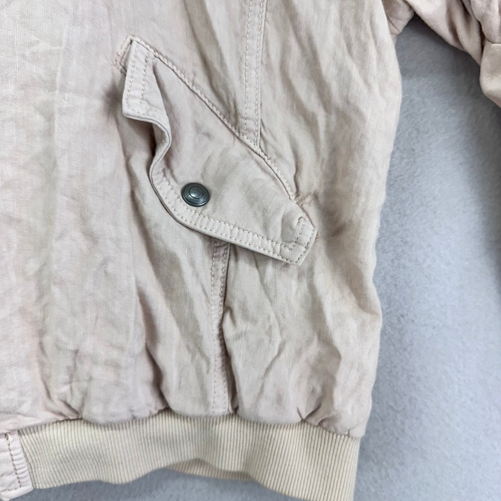 Free People Linen Bomber Jacket Womens M Blush Pink Full Zip Light‎ Weight - Picture 3 of 10
